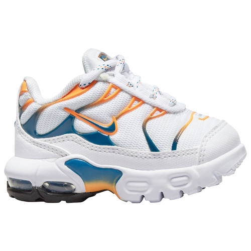 

Boys Nike Nike Air Max Plus - Boys' Toddler Shoe White/Marina/Kumquat Size 04.0