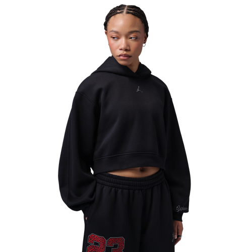  - Jordan Brooklyn Fleece MC NG 26 Crop Pullover Hoodie - Black/Red
