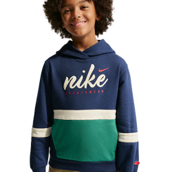 Boys' Grade School - Nike NSW Club Fleece BB Hoodie - Midnight Navy/Green Noise/Coconut Milk