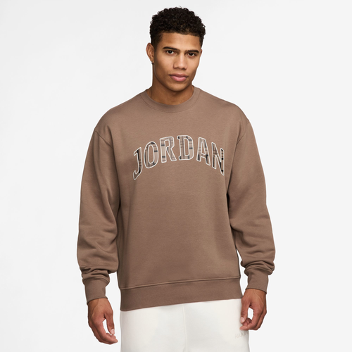 

Jordan Mens Jordan Essential Holiday Fleece Crew - Mens Brown/Tan Size S