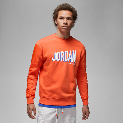 Shop Jordan Mens  Flight Mvp Fleece Crew In Orange/white