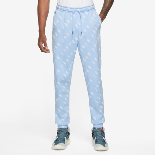 Jordan Mens  Essential All Over Print Fleece Pants In Blue/blue