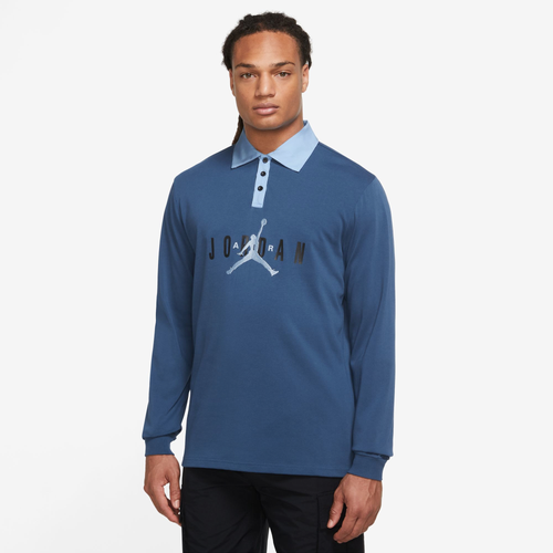 Shop Jordan Mens  Essential Rugby Top In Blue/blue