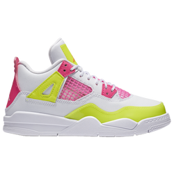 Girls' Preschool - Jordan Retro 4 - White/Yellow/Pink