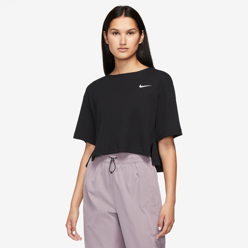Shop Nike Womens  Nsw Rib Jersey Short Sleeve Top In Black/white
