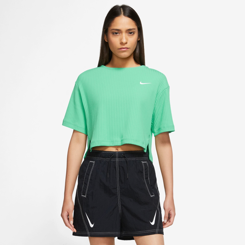 

Nike Womens Nike NSW Rib Jersey Short Sleeve Top - Womens Spring Green/White Size M