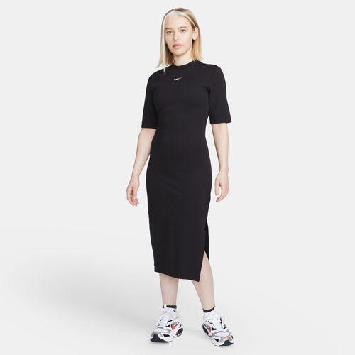 Shop Nike Womens  Nsw Essential Midi Dress In Black/white