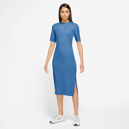 Nike Womens  Nsw Essential Midi Dress In White/blue