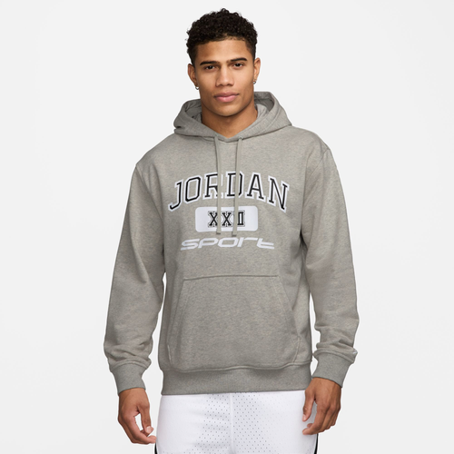 MENS - Jordan Dri-FIT Sport Crossover GFX Pullover Hoodie - Grey Heather/White