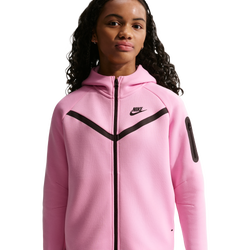 Boys' Grade School - Nike Tech Fleece Full-Zip Hoodie - Pink Rise/Black/Black