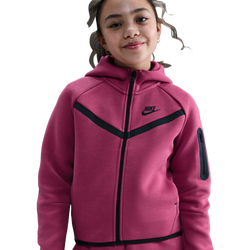 Boys' Grade School - Nike Tech Fleece Full-Zip Hoodie - Black/Sweet Beet/Black