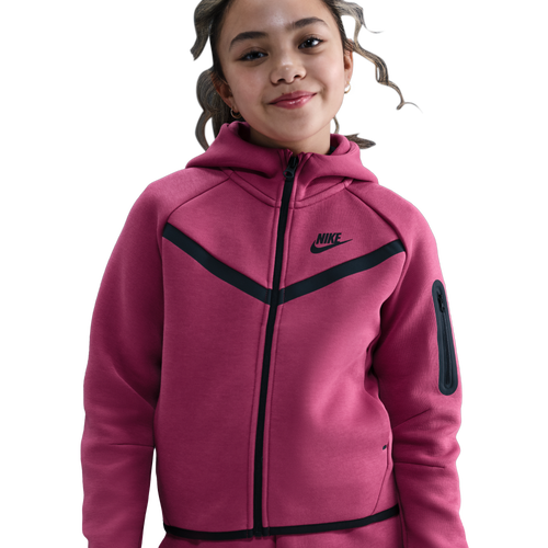 BOYS - Nike Tech Fleece Full-Zip Hoodie - Black/Sweet Beet