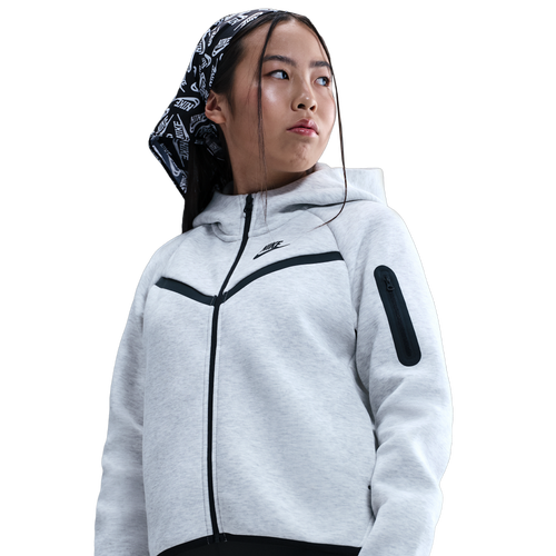 BOYS - Nike Tech Fleece Full-Zip Hoodie - Light Grey/Black Heather