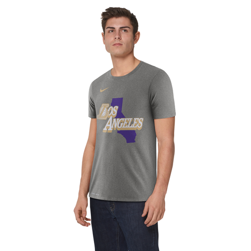 

Nike Mens Los Angeles Lakers Nike Lakers City Edition City T-Shirt - Mens Dark Grey Heather/Purple Size S