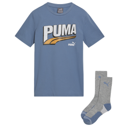 Boys' Grade School - PUMA Graphic T-Shirt and Crew Socks Set - Grey/Light Blue