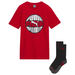 Boys' Grade School - PUMA  Graphic T-Shirt and Crew Socks Set - Medium Red/Black
