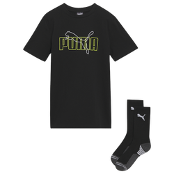 Boys' Grade School - PUMA Graphic T-Shirt and Crew Socks Set - Black/Black