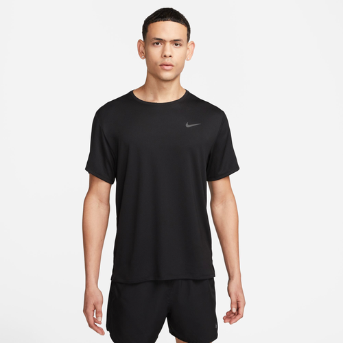 Shop Nike Mens  Dri-fit Uv Miler Short Sleeve T-shirt In Black/reflective Silver