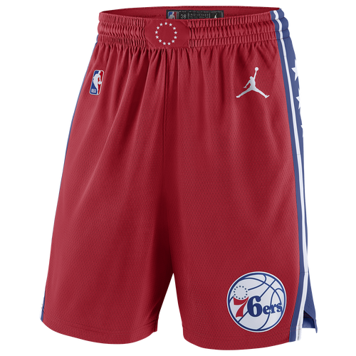 Jordan Mens Philadelphia 76ers  76ers Statement Swingman Shorts In Univeristy Red/rush Blue/blue