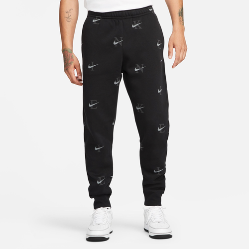 

Nike Mens Nike NSW Club Printed Basketball Joggers - Mens Black/Grey Size S