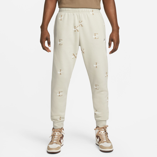 

Nike Mens Nike NSW Club Printed Basketball Joggers - Mens Light Bone Size S