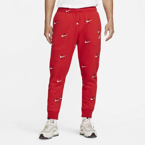 

Nike Mens Nike NSW Club Printed Basketball Joggers - Mens Red Size S