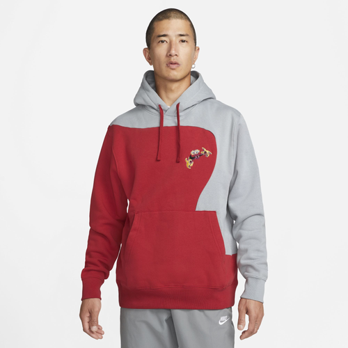 

Nike Mens Nike Club Pullover CC LT Hoodie - Mens Grey/Red Size XL