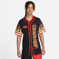 Men's - Nike Americana Baseball Jersey - Black/Habanero