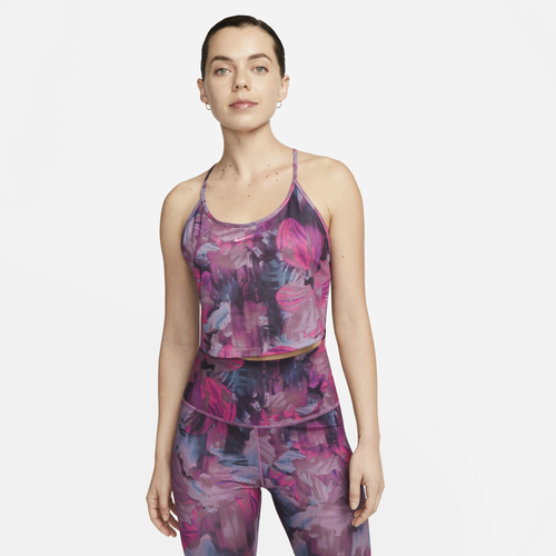 Nike Womens  One Dri-fit Crop Aop Tank In Cosmic Fuchsia/cosmic Fuchsia/pink Shell