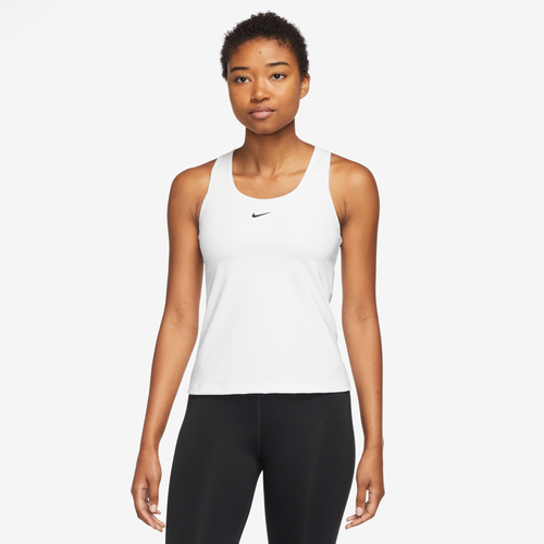 Shop Nike Womens  Dri-fit Swoosh Bra Tank In White/stone Mauve/black