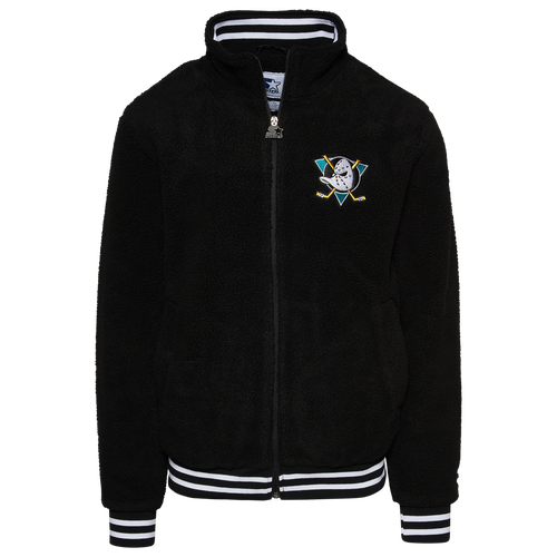 

Starter Mens Anaheim Ducks Starter Ducks Sherpa Full-Zip Jacket - Mens Black/White Size L