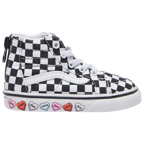 

Girls Vans Vans SK8 Hi Zip - Girls' Toddler Skate Shoe Black/White/Multi Size 04.0