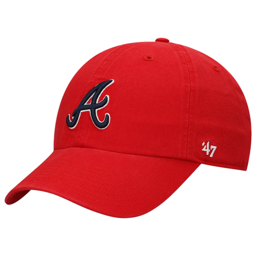 

47 Brand Mens Atlanta Braves 47 Brand Braves Clean Up Adjustable Cap - Mens Red/Red Size One Size