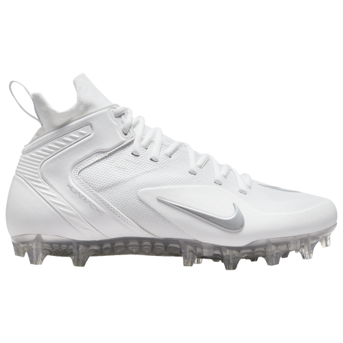 Nike Alpha Huarache 8 Elite Lax - Men's Molded Cleats Shoes - White / Metallic Silver / Vapor Green - CW4440-100