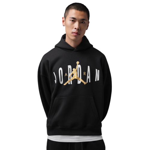 Jordan Brooklyn Graphic Oversized Pullover BB Hoodie - Jordan Black/White Metallic Gold