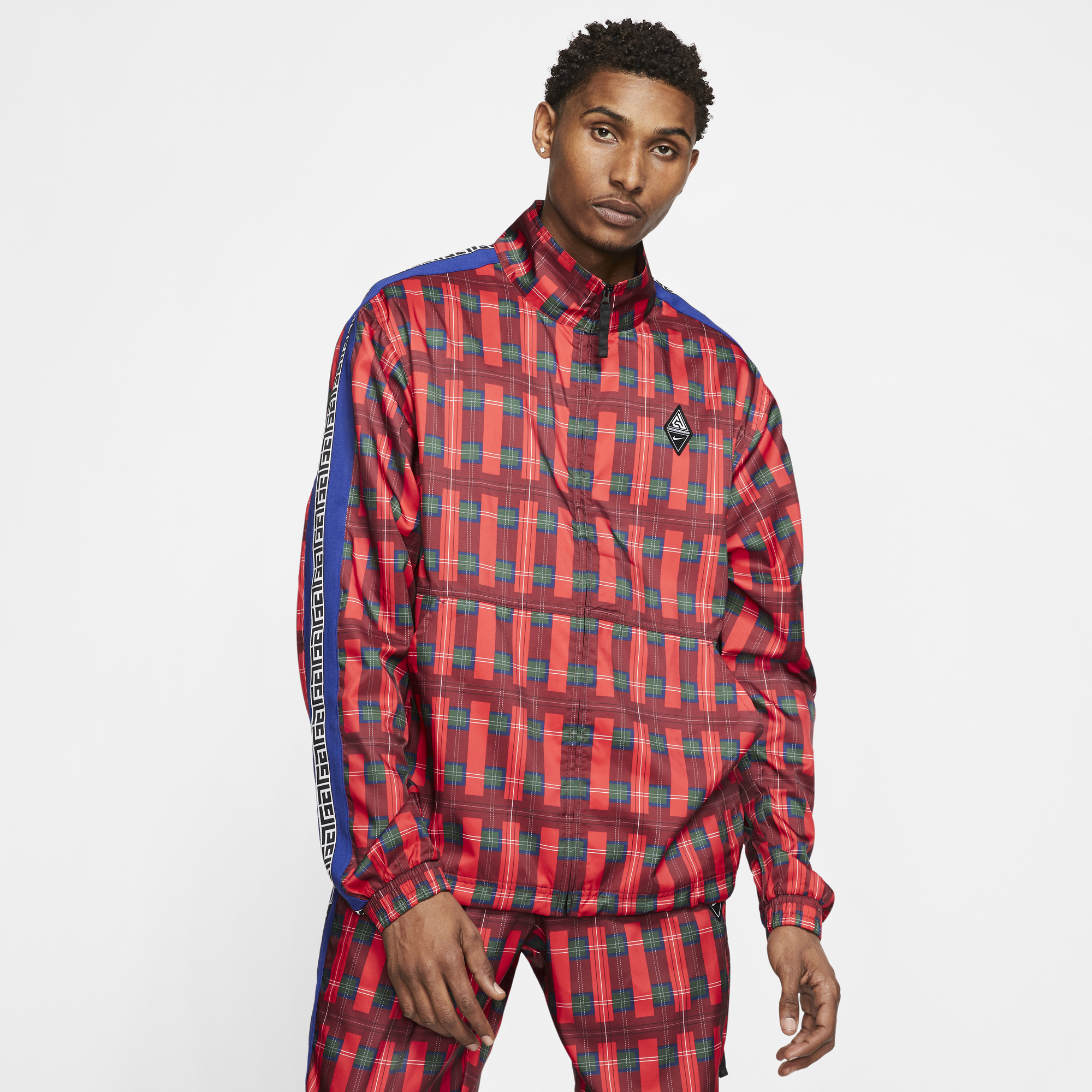 nike red checkered tracksuit