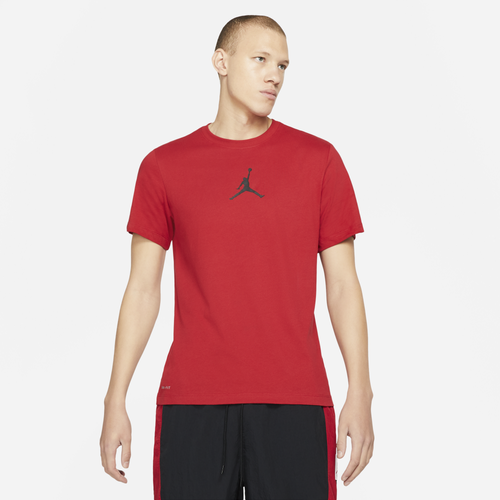 

Jordan Mens Jordan Jumpman Dri-Fit Short Sleeve Football T-Shirt - Mens Gym Red/Black Size L
