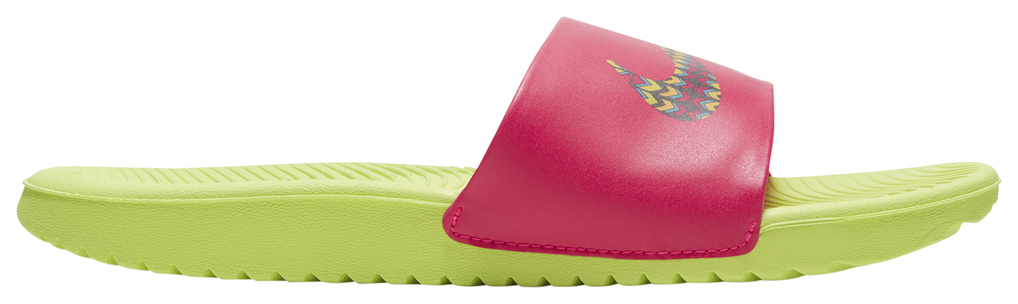 green nike slides with gold check