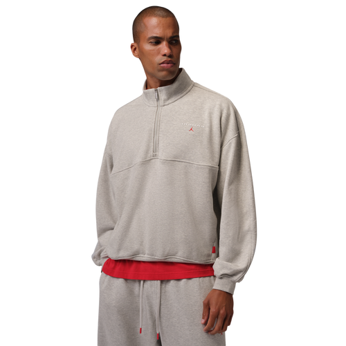 MENS - Jordan Flight Fleece Qtr Zip LB - Grey Heather