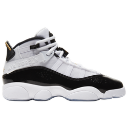 Boys' Grade School - Jordan 6 Rings - White/Black/Metallic Gold