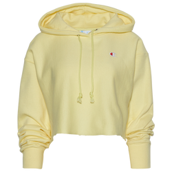 Womens - Champion Reverse Weave Cropped Hoodie - Yellow/White