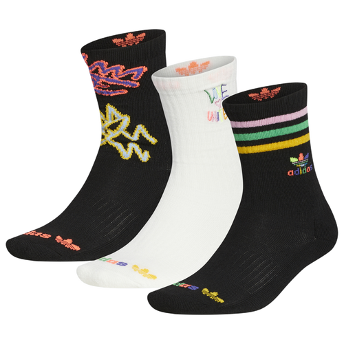 

adidas Womens adidas Pride OG 3 Pack Crew Socks - Womens Black/Off White Size M