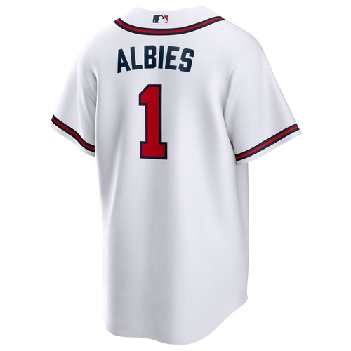 

Nike Mens Ozzie Albies Nike Braves Replica Player Jersey - Mens White/White Size L