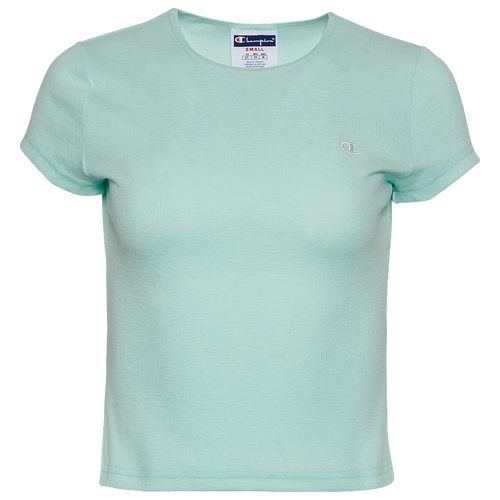 

Champion Womens Champion Rib T-Shirt - Womens Teal/White Size M