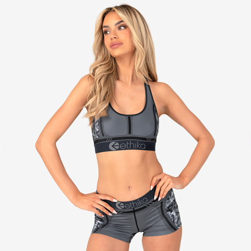 Ethika Womens Graphic Sports Bra In Grey/black