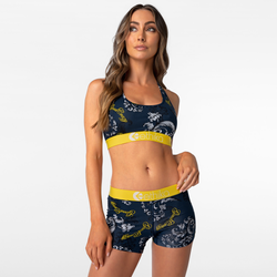 Women's - Ethika Graphic Staple Shorts - Navy/Yellow