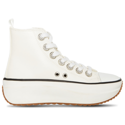 Girls' Grade School - Steve Madden JWINSTON HIGH TOP SNEAKER - White Rhinestone
