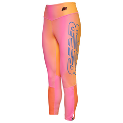Women's - New Balance Printed 7/8 Tights - Pink/Pink
