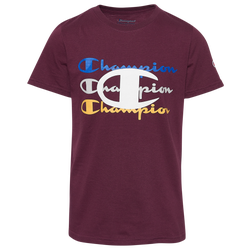 Boys' Grade School - Champion Triple Script T-Shirt - Raisin Purple/Purple