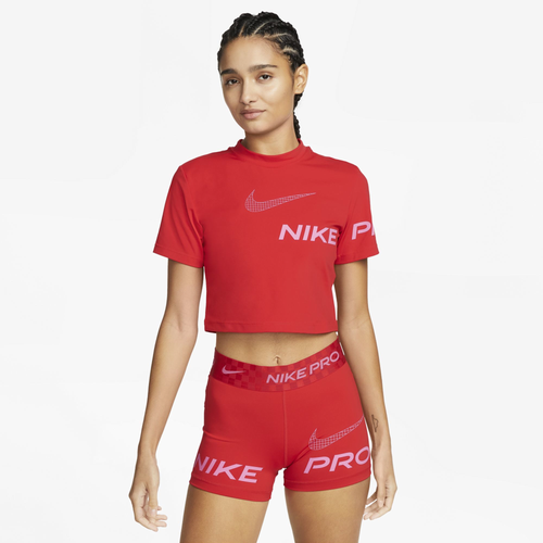 

Nike Womens Nike Dri-FIT GRX Short Sleeve Crop Top - Womens University Red/Pink Spell Size M